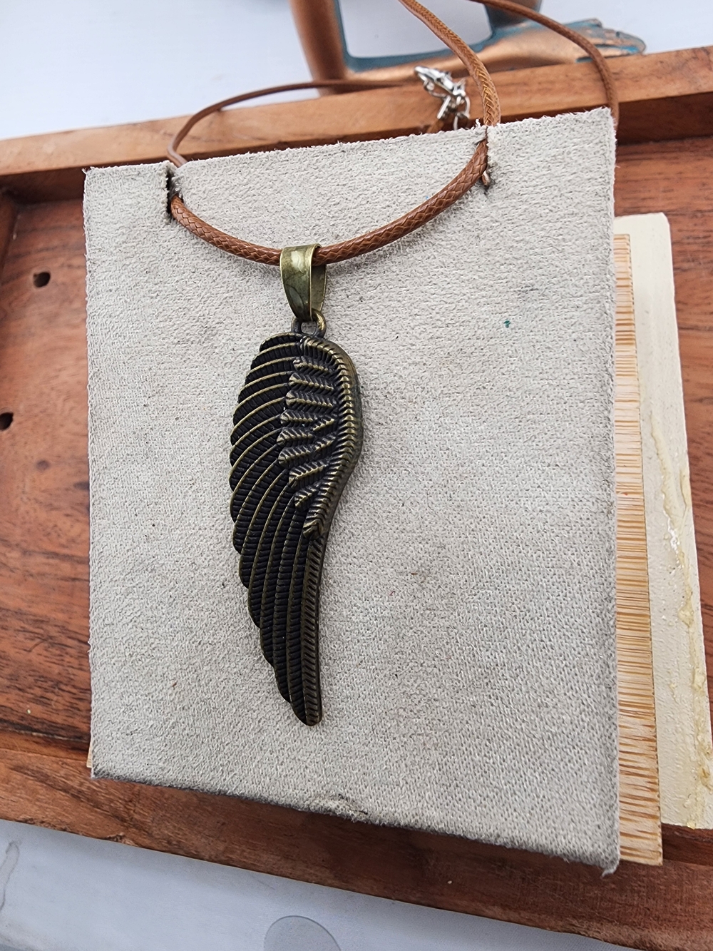 Bronze Wing Pendant Necklace - Mens Jewelry - Picture 3 of 5
